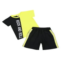 Binwwede Toddler Baby Boy set odjeće za blokiranje boja Print pismo kratki rukav T-Shirt+elastični šorc MHX