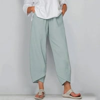 Ženske pantalone pantalone Casual visokog struka od punog ljetnog pamuka labave duge ravne pantalone