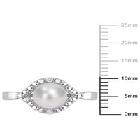Slatkovodni kultivirani biser i kreiran bijeli safir Sterling Silver Halo koktel prsten