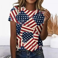 Homadles Juli 4th Shirts žene-Celebrate Casual pulover kratki rukavi U. S. Zastava Print Rela Fit Tshirts
