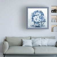 Jean Plout 'Blue Teacup Bouquet D' Canvas Art