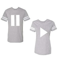 Pauza za igru Unise par odgovarajući pamučni dres stil T-Shirt kontrastne pruge na rukavima