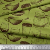 Soimoi krep svilena tkanina Vrč,staklo za vino i šolje Print Fabric by the Yard Wide