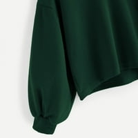 Kontrastna jakna Žene Solid Modni ramena Duks pad Ženska vrhova rukavica Ležerne prilike pulover Ženska bluza Ženska dukseva Zelena XL