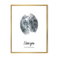 Designart 'Kiss of Two Lovers In Romantic Moon Shape' modern Framed Canvas Wall Art Print