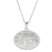 Sjajno sjajno nakit okruglog majke bisera i kristalno naglašeno porodično stablo stablo u srebru Sterling, 18