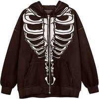 Dabuliu Zip up hoodie za žene prevelizirani plus veličina y2k odjeća skeletonska grafička dukseva Baggy Vintage e-djevojka dukserica A1