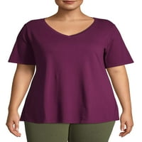 Terra & Sky ženski Plus Size kratki rukav svakodnevna esencijalna majica s V izrezom