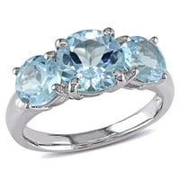 Miabella ženski 4-karatni T. G. W. Nebesko plavi Topaz Sterling srebrni 3-kameni prsten