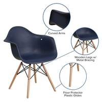 Flash nameštaj Alonza serija mornarica Plastična stolica sa drvenim nogama
