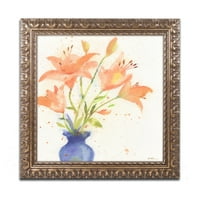 Tiger Lily Bouquet Canvas Art by Sheila Zlatni, zlatni ukrasni okvir
