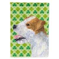 Caroline's blaga SS4435-Zastava-roditelj Jack Russell Terrier St. Patrick's Day Shamrock Portret zastava, višebojni