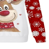Eyicmarn ženska Božićna dukserica, Dugi rukav Crew vrat Santa Claus Elk Print pulover za Casual Daily