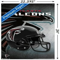 Atlanta Falcons - Zidni poster kaciga sa push igle, 22.375 34