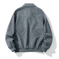 Muška plišana plišana podebljana jakna velike veličine jednobojni rever labava jakna od jagnjeće šume, siva, XXL