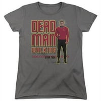 Trevco Star Trek & Dead Man Walking Kratki Rukav Pamučna Ženska Majica, Drveni Ugalj-Velika