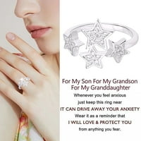 Srebrni prstenovi za žene srebrni Retro višeslojni zvjezdani dijamantski prsten Rhinestone prsten elegantan zvjezdani prsten podesiv otvor za žene djevojke