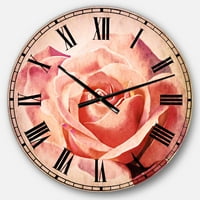 Pink Rose skica na bijeloj pozadini ' Flowers Oversized Metal Clock