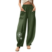 xinqinghao ženske jogger pantalone ženske jednobojne casual pantalone sa cvetnim printom pantalone sa elastičnim džepovima struka pantalone sa širokim nogavicama pantalone za ženske vojske zelene s