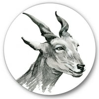 Designart 'crno-bijeli portret koze I' seoska kuća krug metalni zid Art-disk od 23