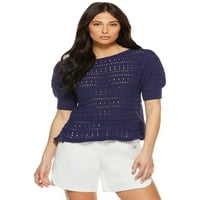 Sofia Jeans by Sofia Vergara Women’s Short Sleeve Pointelle Sweater