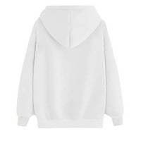 Kamummark PI ženski dugi rukav plus majica za čišćenje ženske zimske dukseve dukserice pulover vrhove udobna bluza bijela