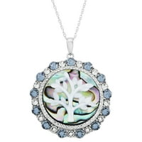 Sjaj sasebnog nakita majke bisera, abalone, kristal, privjesak za porodični stablo u srebru Sterling,