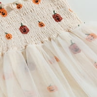 Novorođena novorođenčad Dječja djevojačka odijela bundeve print mrežica za patchwork ljetni romper haljina za glavu slatka Halloween odjeća za odjeću