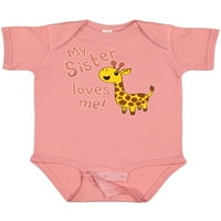 Inktastic Moja sestra voli - slatka Giraffe poklon baby boy ili baby girl bodysuit