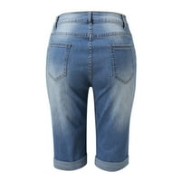 Yubnlvae pantalone za žene ženske letnje pantalone farmerke visokog struka tanke rupe pantalone sa džepovima