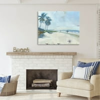 Stupell Industries Tropska plava plaža Scena Surferi Obalna slikarstvo Galerija zamotana platna Print