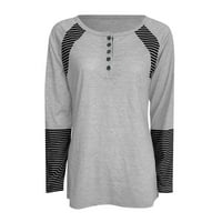 Miayilima ženske majice duge rukave o-izrez majice sa prugama za spajanje majice pulover duksevi T