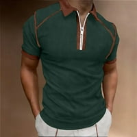 Poslovne majice za muškarce Zipper rever kratki rukav izlazak na vrhove jednobojna Patchwork Kancelarijska