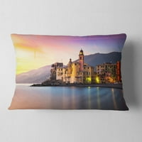 Designart Stari mediteranski grad pri izlasku sunca-jastuk za bacanje na obalu mora - 16x16