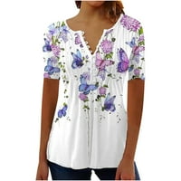 Hueook majice za žene Plus veličina Novi V-izrez štampani modni uzročni ženski kratki rukavi bluza