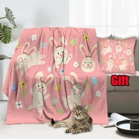 Uskršnji zečja deka za krevet sa jastukom za kauč kauča topla udoban pozdrav i pokloni bacaju pokrivač