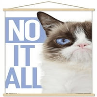 Grumpy Cat - Plavi zidni poster sa drvenim magnetskim okvirom, 22.375 34