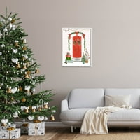 Stupell Industries Crvena Vesela Božićna vrata grafička Umjetnost bijeli uokvireni umjetnički Print zidna umjetnost, dizajn Victoria Barnes