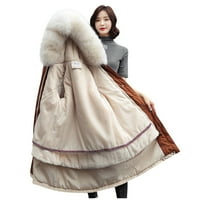 Mishuowoti zimska odjeća za žene Ženska modna gornja odjeća Duge pamučne jakne džepove Suede kapute s