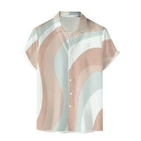 Muška majica modna labava ležerna prugasta geometrijska gumba za ispis kratkih rukava Classic Classic ovratnik šarena bluza
