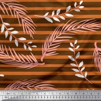 Soimoi Plava Viskozna Šifonska Tkanina Stripe & Palm Leaves Tkanina Prints By Yard Wide