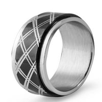 Obalni nakit dva tona nehrđajućeg čelika teksturirani prsten za prespit