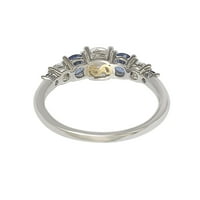 Srebrni safir i dijamantski naglasak 1,75 cttw 7-kameni prsten