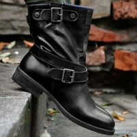 Tdoqot čizme za žene-Božićni pokloni Ležerne Chunky Heel ženske čizme do sredine teleta Crne 36