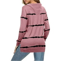 Dtydtpe majice sa dugim rukavima za žene, Ženska Moda Casual Stripe Print Hooded Dugi rukav labava majica