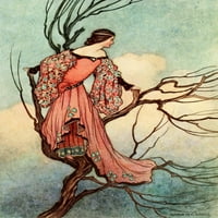 The Fairy Book At even-tide ona se popela u tree poster Print Warwick Goble