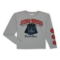 Star Wars Boys Dugi Rukav Darth Vader Grafička Majica, Veličine 4-18