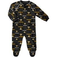 Novorođenčad Crni Pittsburgh Penguins Allover Print Raglan Sleeper