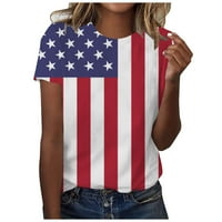 uublik žene Casual t-shirt Dan nezavisnosti štampani okrugli vrat kratki rukav pulover bluza Tops