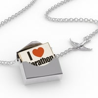 Ogrlica s bloketom Volim maraton u srebrnom kovertu Neonblond